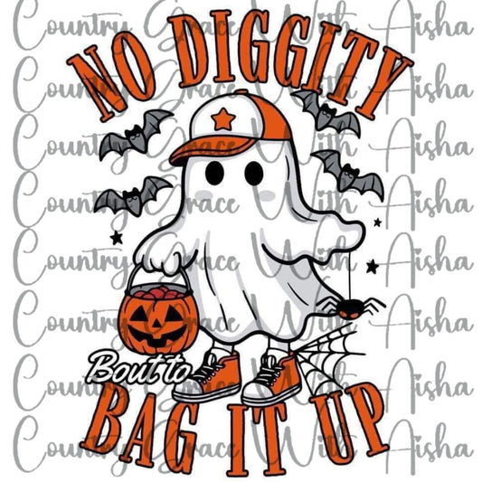 No Diggity Ghost Halloween Ready to Press Sublimation Transfer