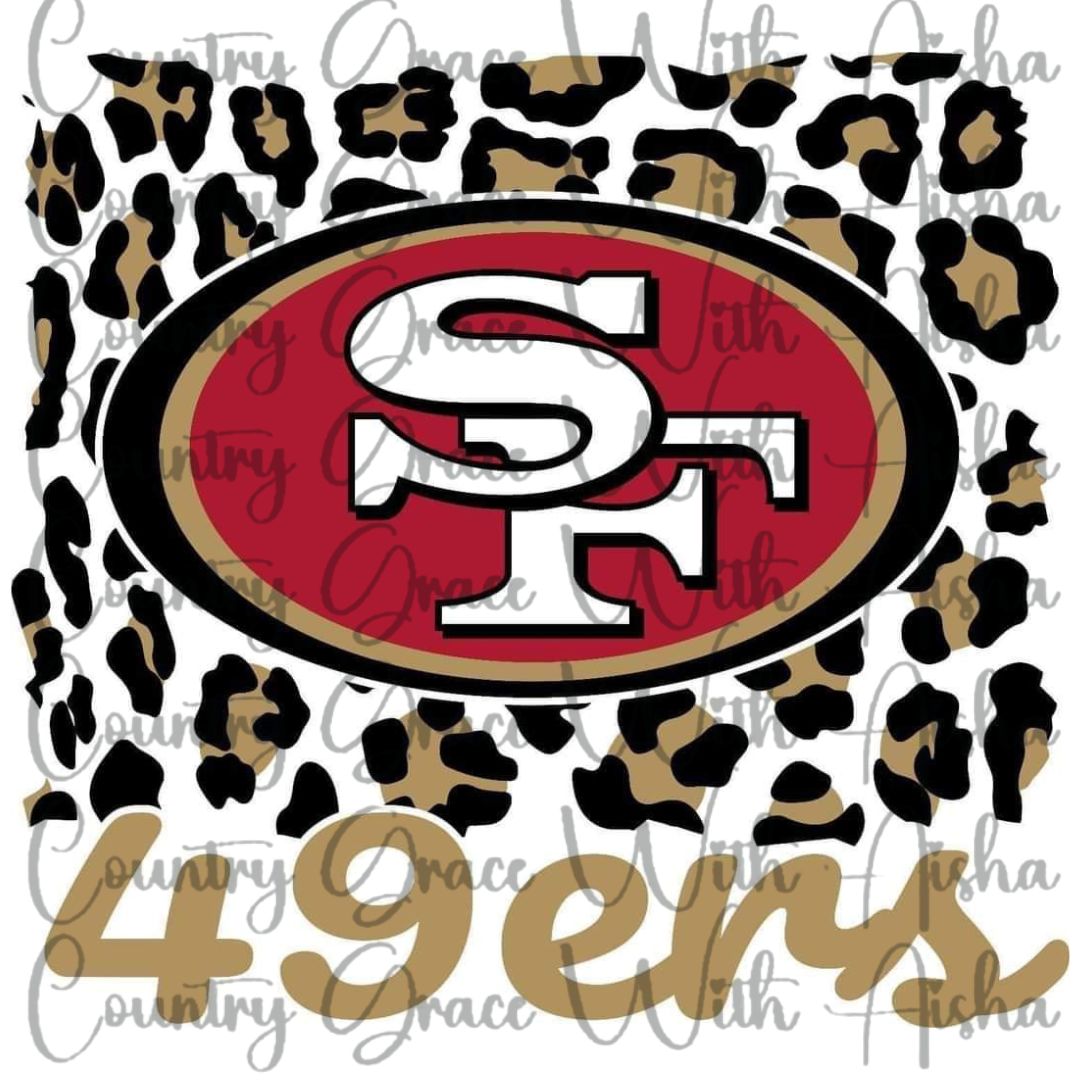 49ers Animal Print Football Ready to Press Sublimation Transfer