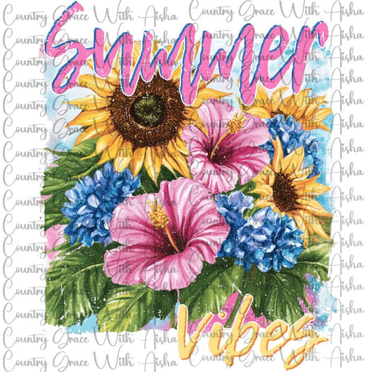 Summer Vibes Floral Ready to Press Sublimation Transfer