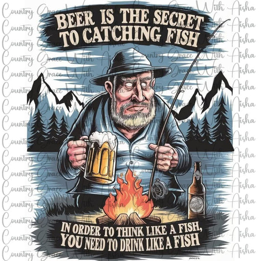 Beer Fishing Ready to Press Sublimation Transfer