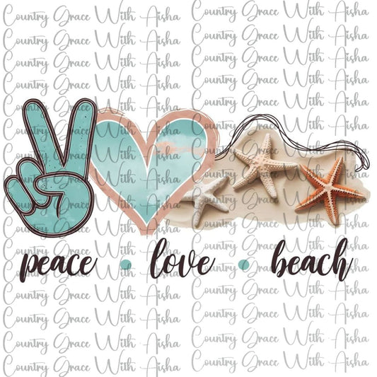 Peace Love Beach Ready to Press Sublimation Transfer