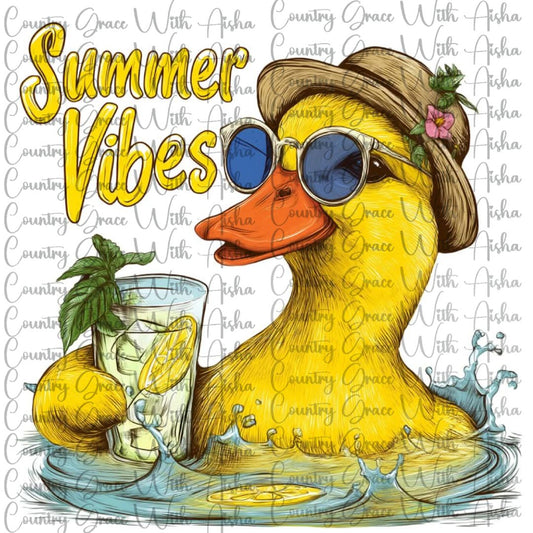 Duck Summer Vibes Ready to Press Sublimation Transfer
