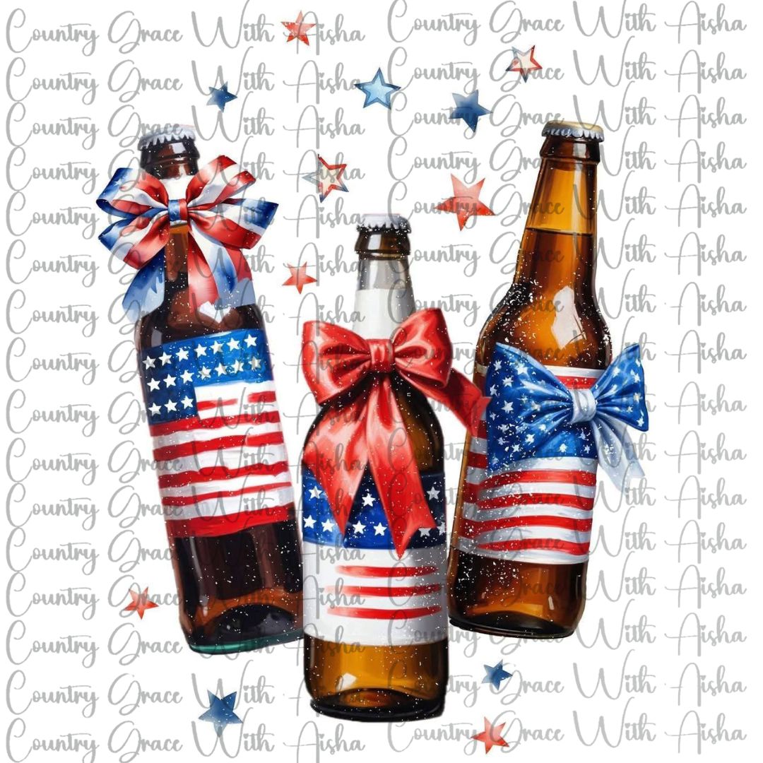 July 4th Bottles Ready to Press Sublimation Transfer