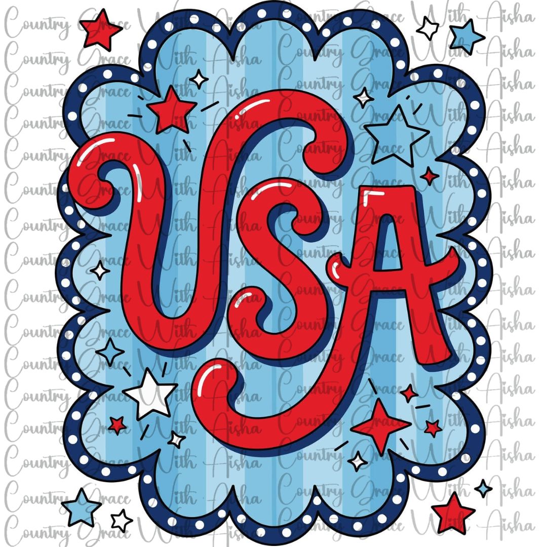 USA July 4th USA Ready to Press Sublimation Transfer