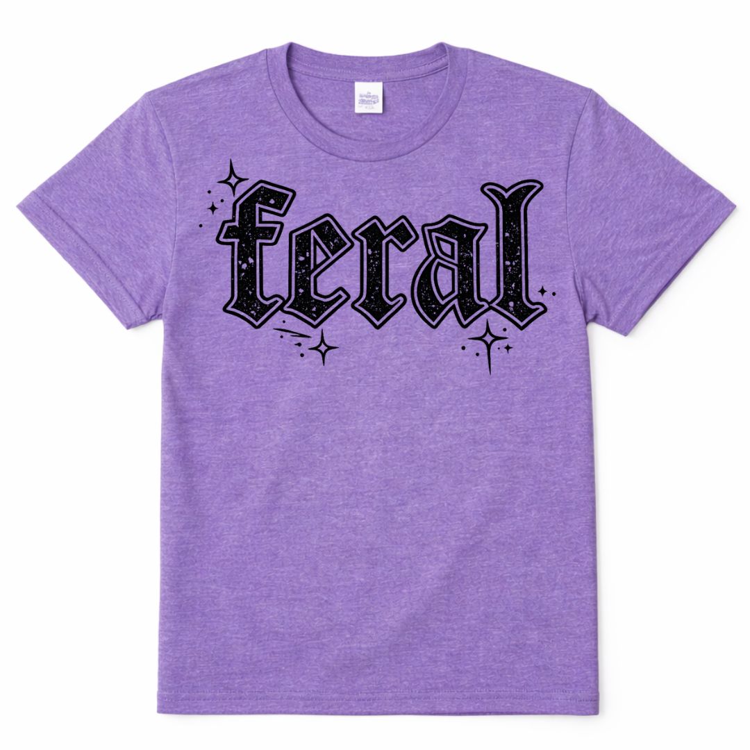 Feral Western Custom Graphic Tee Shirt Casual Everyday T-Shirt Comfortable Purple