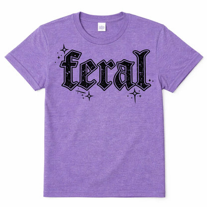 Feral Western Custom Graphic Tee Shirt Casual Everyday T-Shirt Comfortable Purple