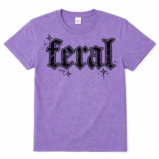 Feral Western Custom Graphic Tee Shirt Casual Everyday T-Shirt Comfortable Purple