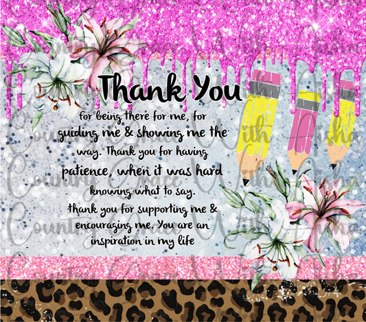 Teacher 20oz Skinny Tumbler Sublimation Transfer Wrap