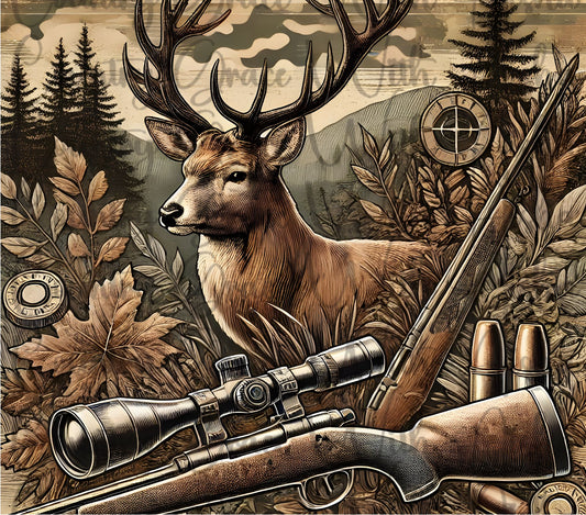 Hunting Deer 20oz Skinny Tumbler Sublimation Transfer Wrap