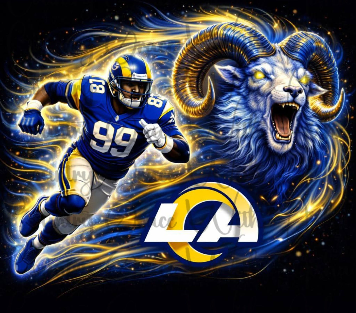 Rams Football 20oz Skinny Tumbler Sublimation Transfer Wrap