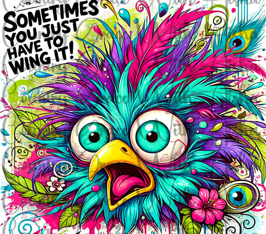 Bird Wing It Funny 20oz Skinny Tumbler Sublimation PNG