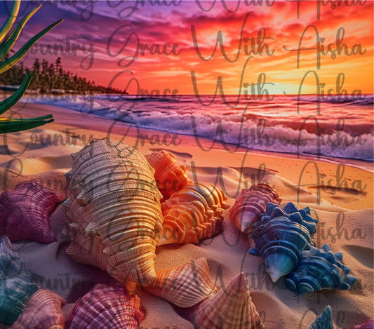 Beach Sea Shells 20oz Skinny Tumbler Sublimation PNG