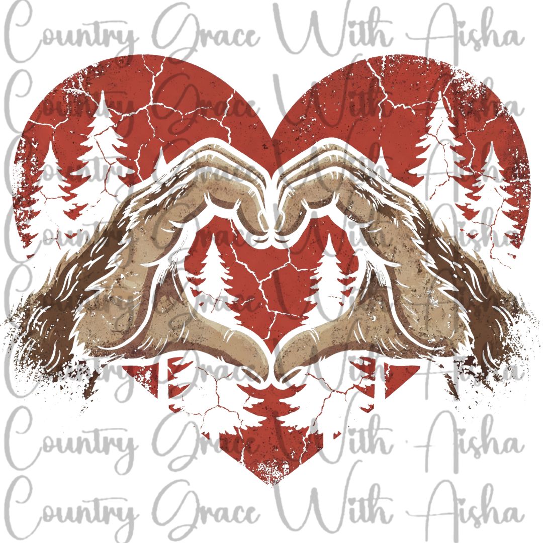 Bigfoot Heart Ready to Press Sublimation Transfer