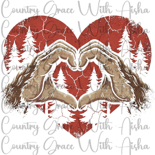 Bigfoot Heart Ready to Press Sublimation Transfer