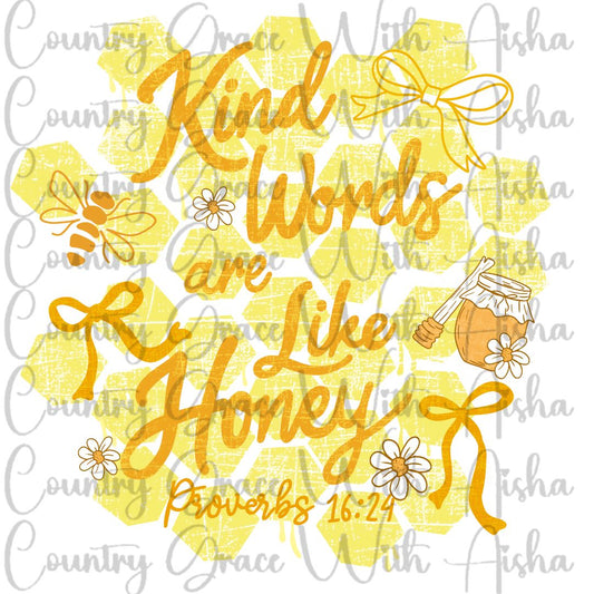 Kind Words Honey Bee Ready to Press Sublimation Transfer