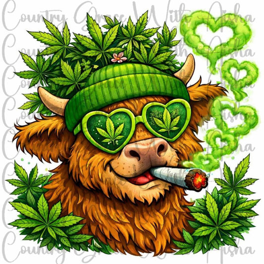 Smoking Cow Ready to Press Sublimation Transfer