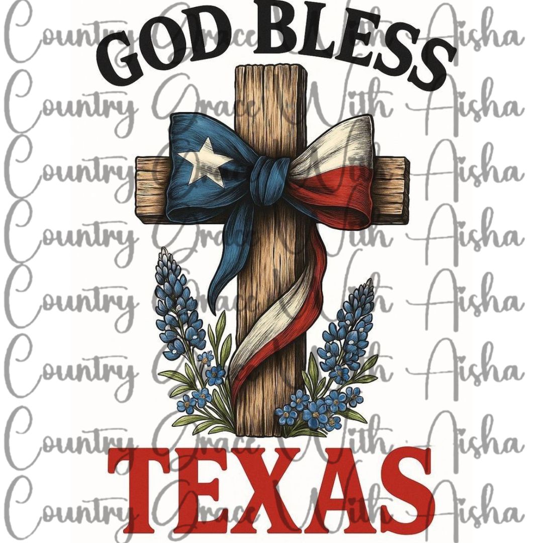 God Bless Texas Ready to Press Sublimation Transfer