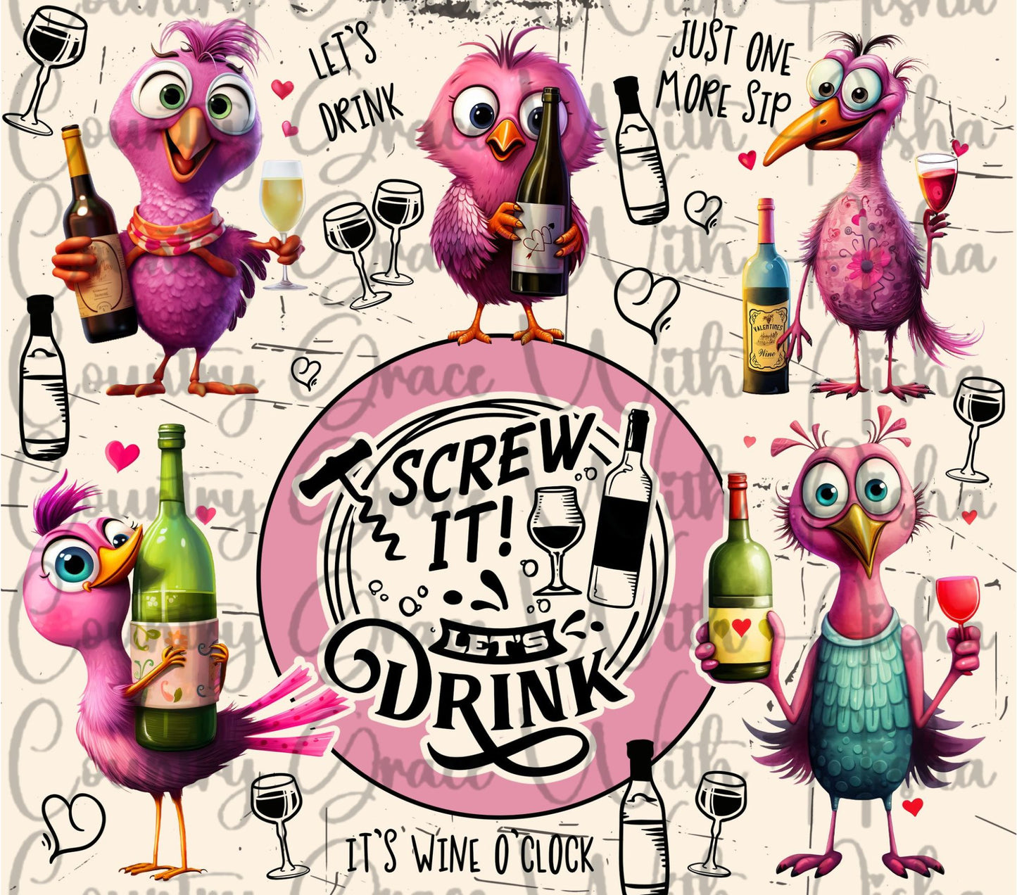 Lets Drink Funny 20oz Skinny Tumbler Sublimation Transfer Wrap