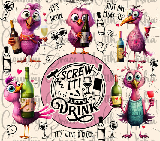 Lets Drink Funny 20oz Skinny Tumbler Sublimation Transfer Wrap
