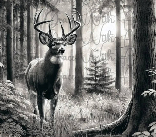 Deer Woodland 20oz Skinny Tumbler Sublimation Transfer Wrap