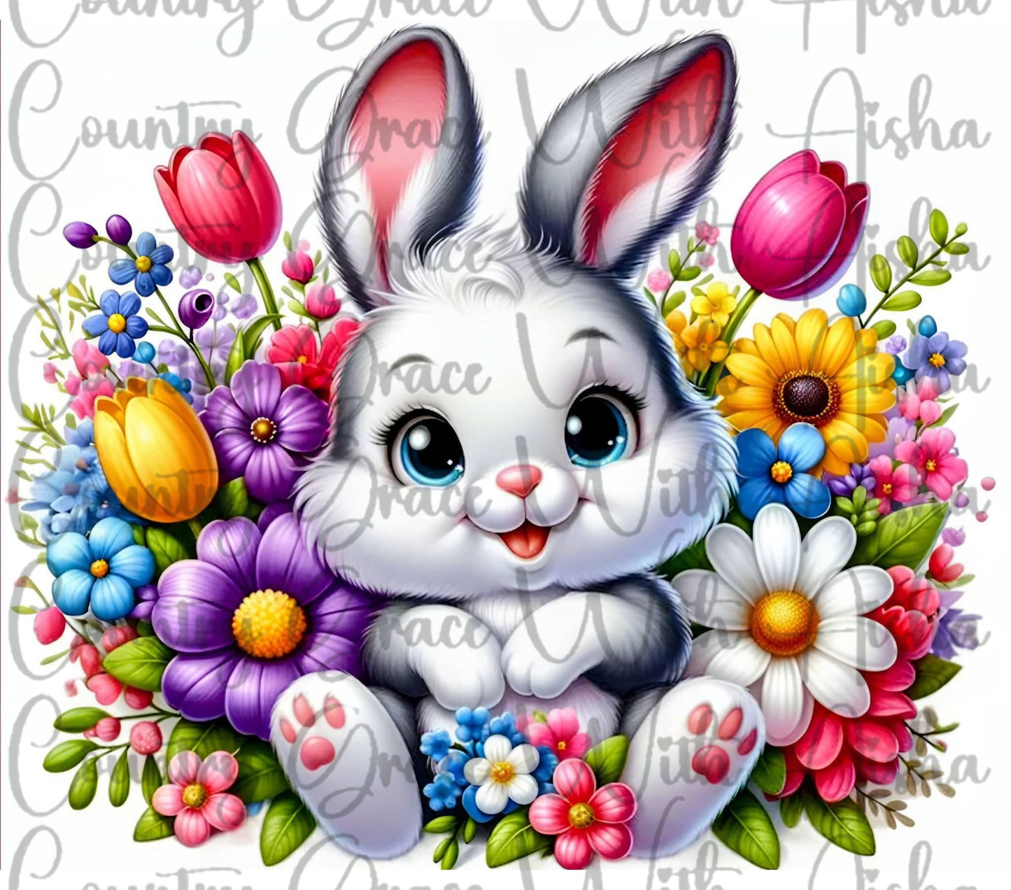 Easter Bunny 20oz Skinny Tumbler Sublimation Transfer Wrap