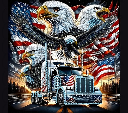 Eagle Truck Big Rig 20oz Skinny Tumbler Sublimation Transfer Wrap