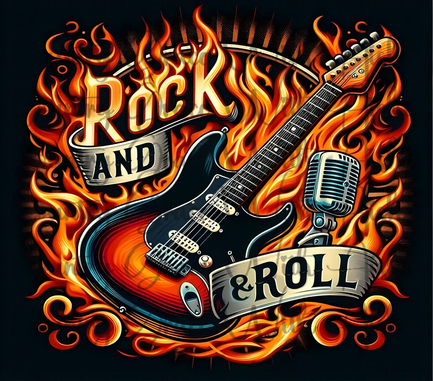 Rock and Roll 20oz Skinny Tumbler Sublimation Transfer Wrap