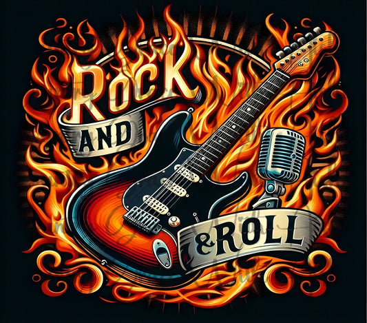 Rock and Roll 20oz Skinny Tumbler Sublimation Transfer Wrap