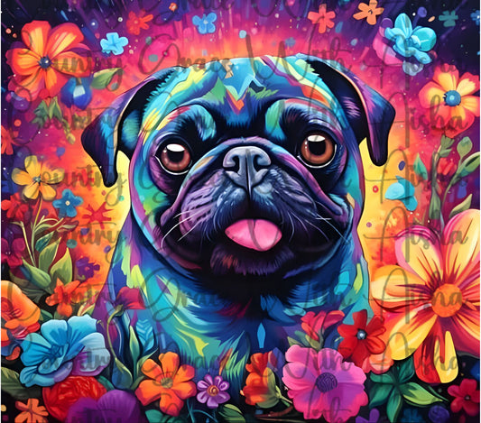 Pug 20oz Skinny Tumbler Sublimation Transfer Wrap