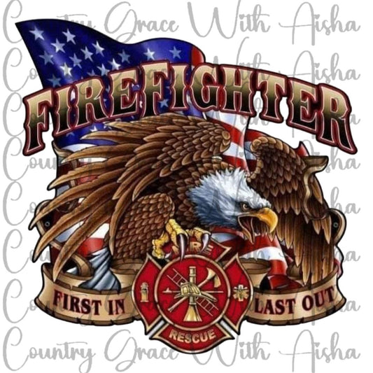 Firefighter Eagle Ready to Press Sublimation Transfer
