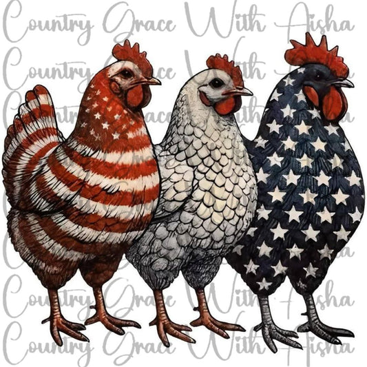 USA Chickens Ready to Press Sublimation Transfer