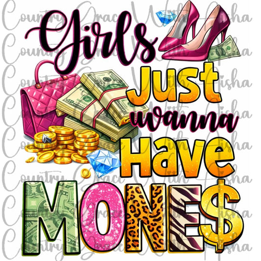 Girls Money Ready to Press Sublimation Transfer