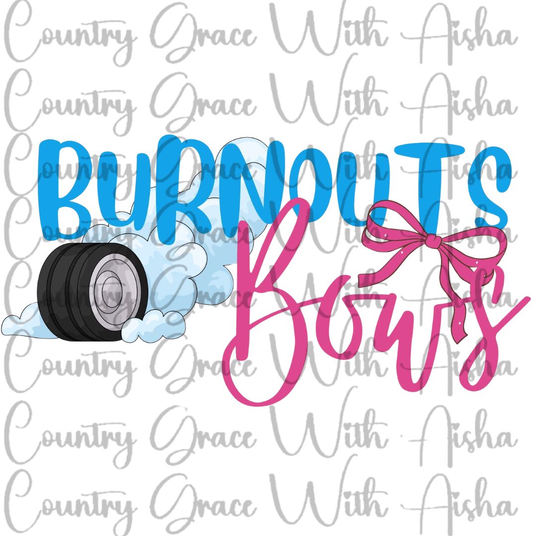 Gender Reveal Bows or Burnouts Ready to Press Sublimation Transfer