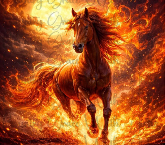 Fiery Horse 20oz Skinny Tumbler Sublimation Transfer Wrap