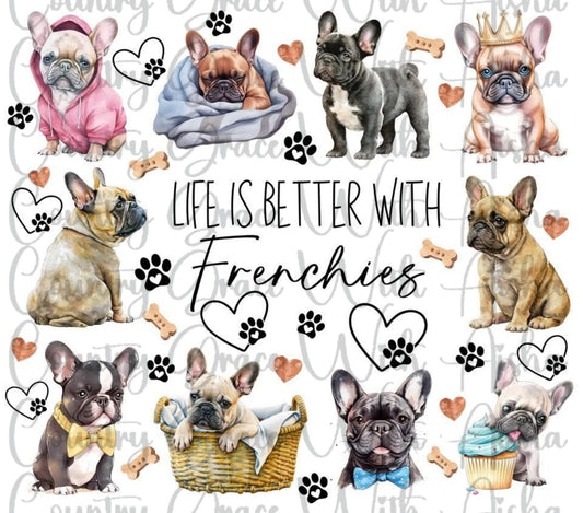 Frenchies 20oz Skinny Tumbler Sublimation Transfer Wrap