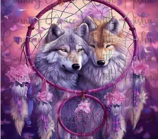Dreamcatcher Wolf 20oz Skinny Tumbler Sublimation Transfer Wrap