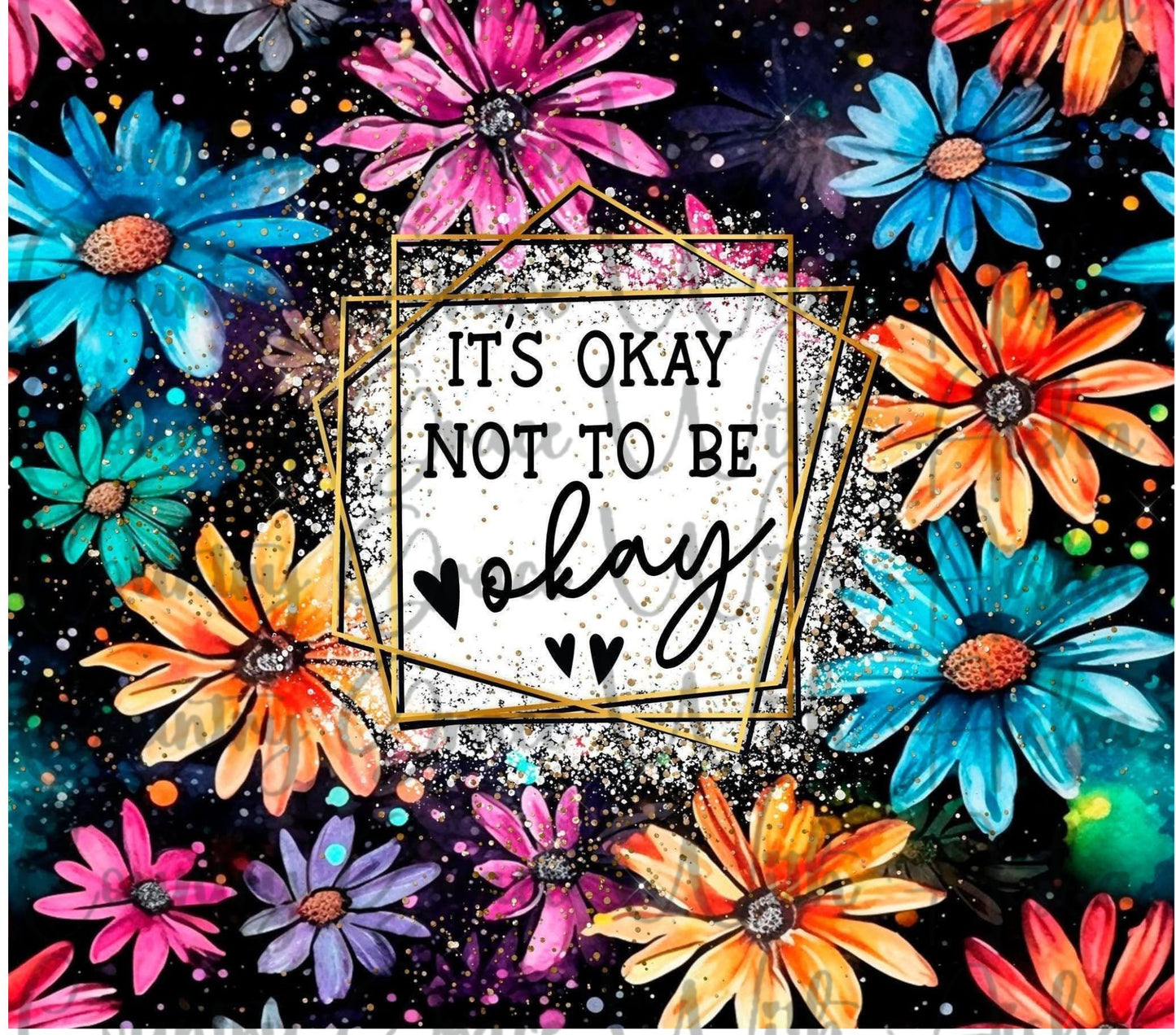 Its Okay 20oz Skinny Tumbler Sublimation Transfer Wrap