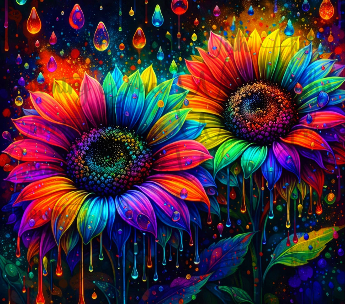 Rainbow Sunflower 20oz Skinny Tumbler Sublimation Transfer Wrap