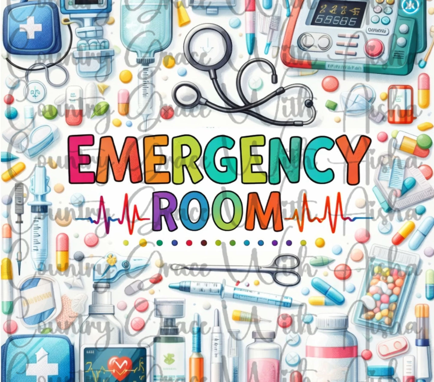 Emergency Room Skinny Tumbler Sublimation Transfer Wrap