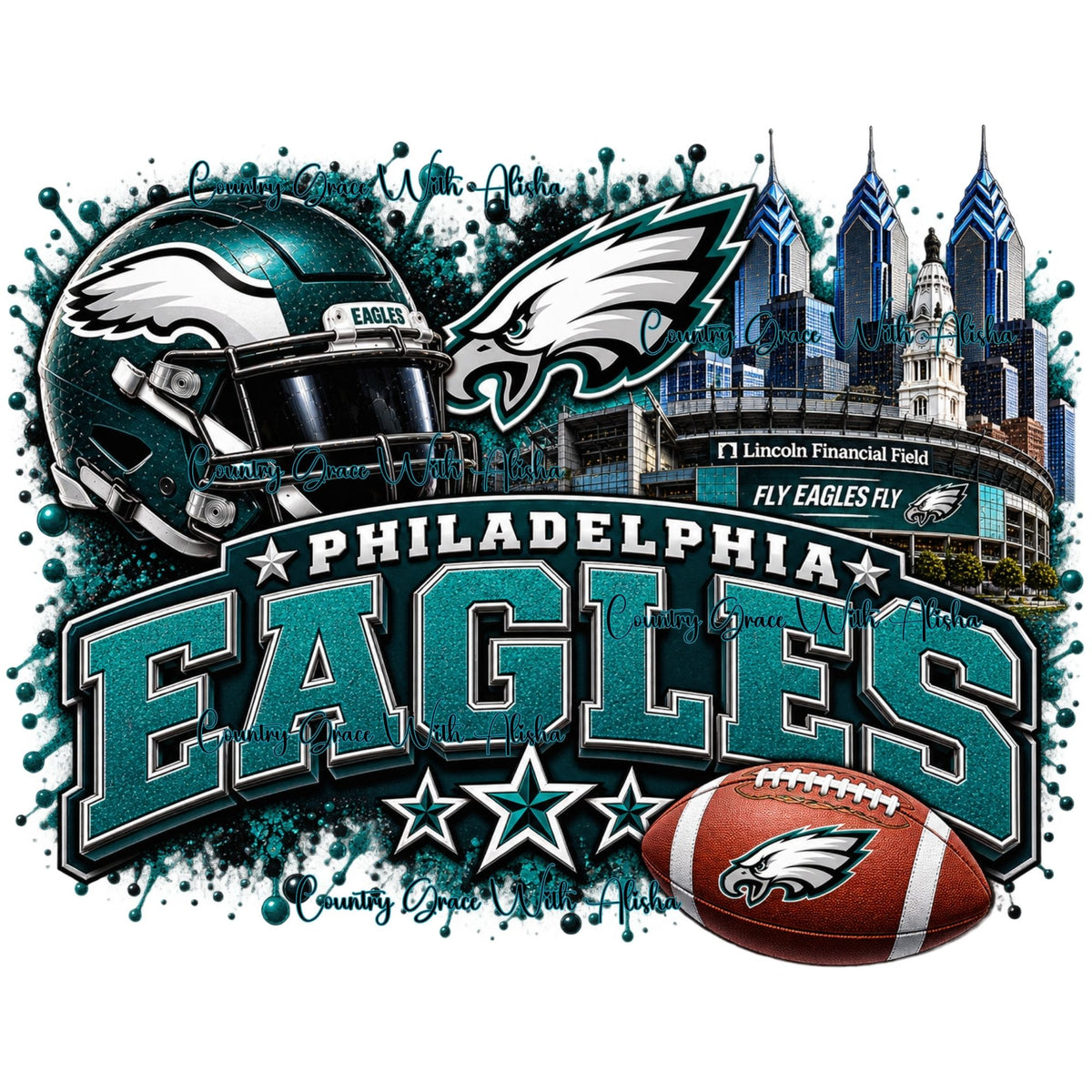 Sublimation Print Eagles Football Sports Ready to Press Paper Heat Transfer