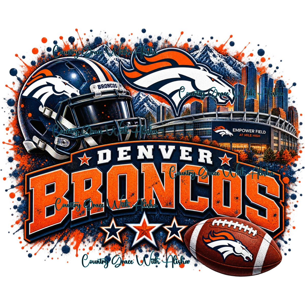 Sublimation Print Denver Broncos Football Ready to Press Paper Heat Transfer