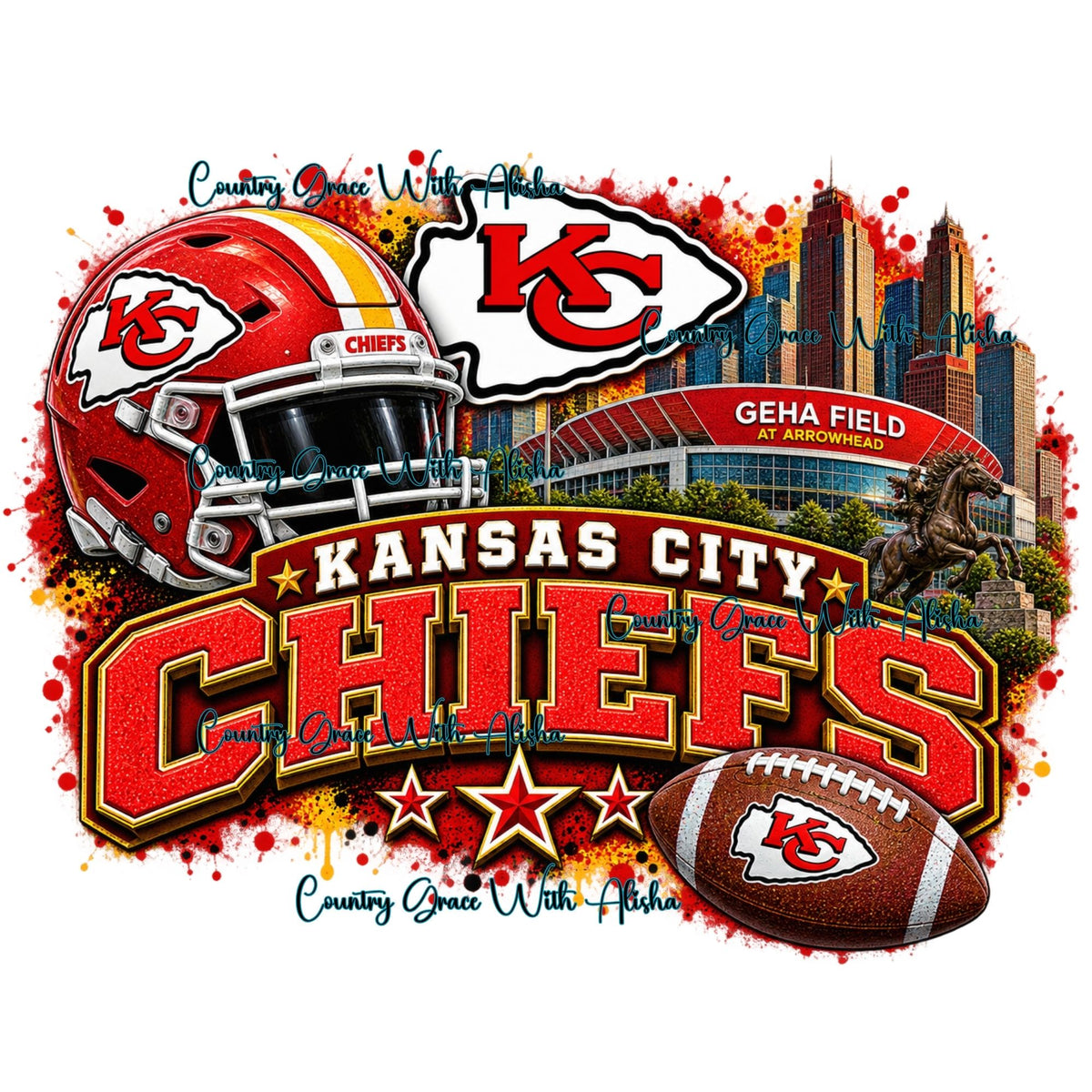 Chiefs Football Sublimation Transfer Ready to Press Heat Transfer