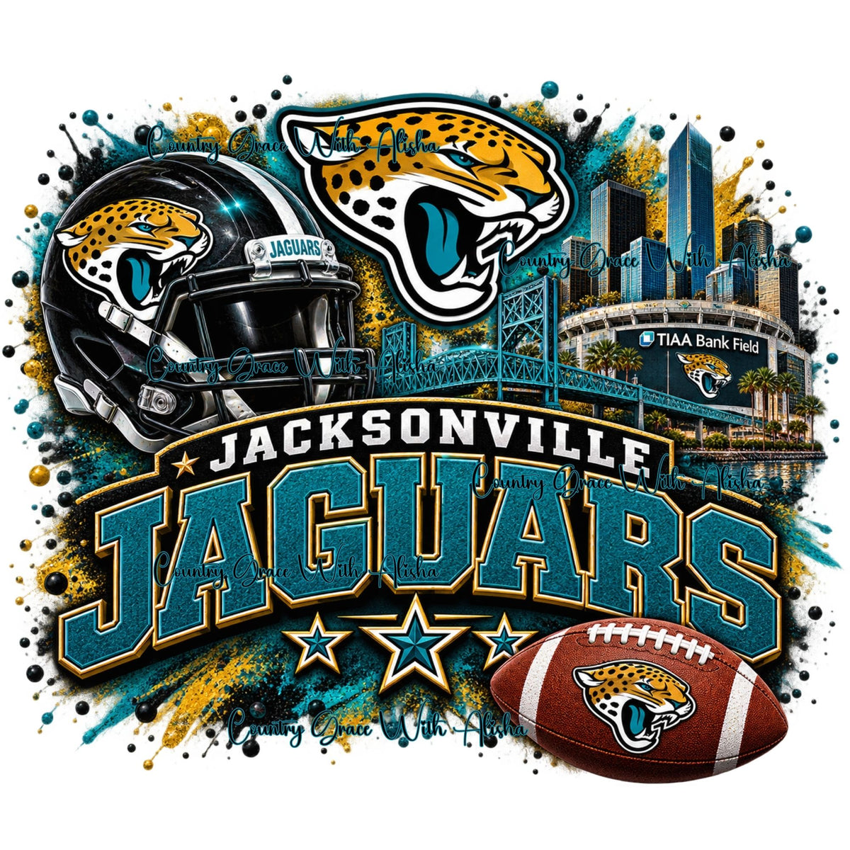 Sublimation Print Jaguars Football Sports Ready to Press Paper Heat Transfer