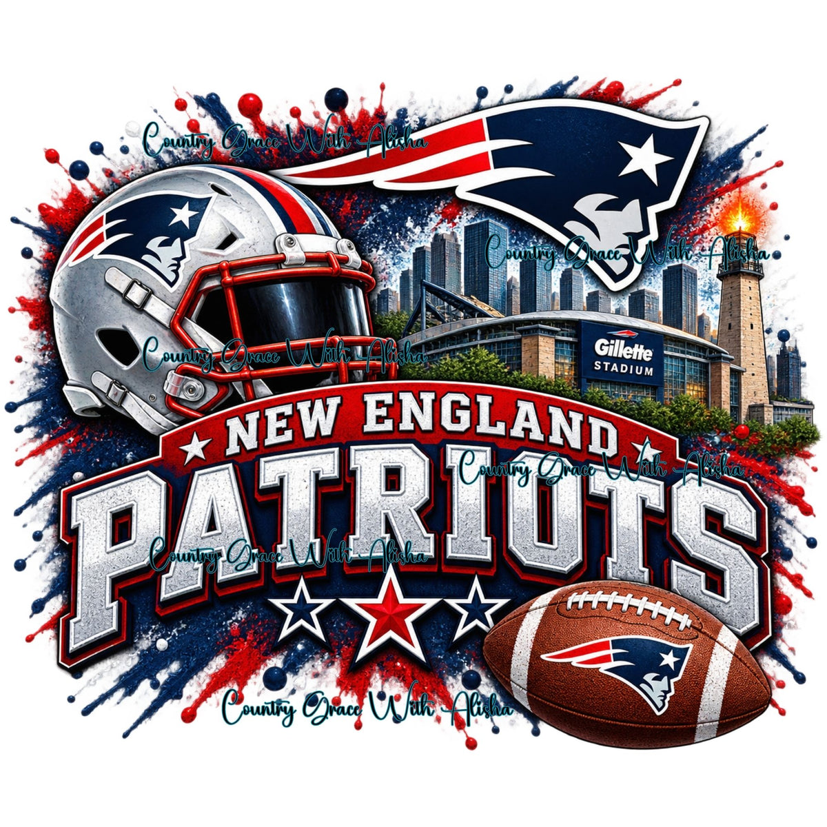 Sublimation Print Patriots Football Sports Ready to Press Paper Heat Transfer