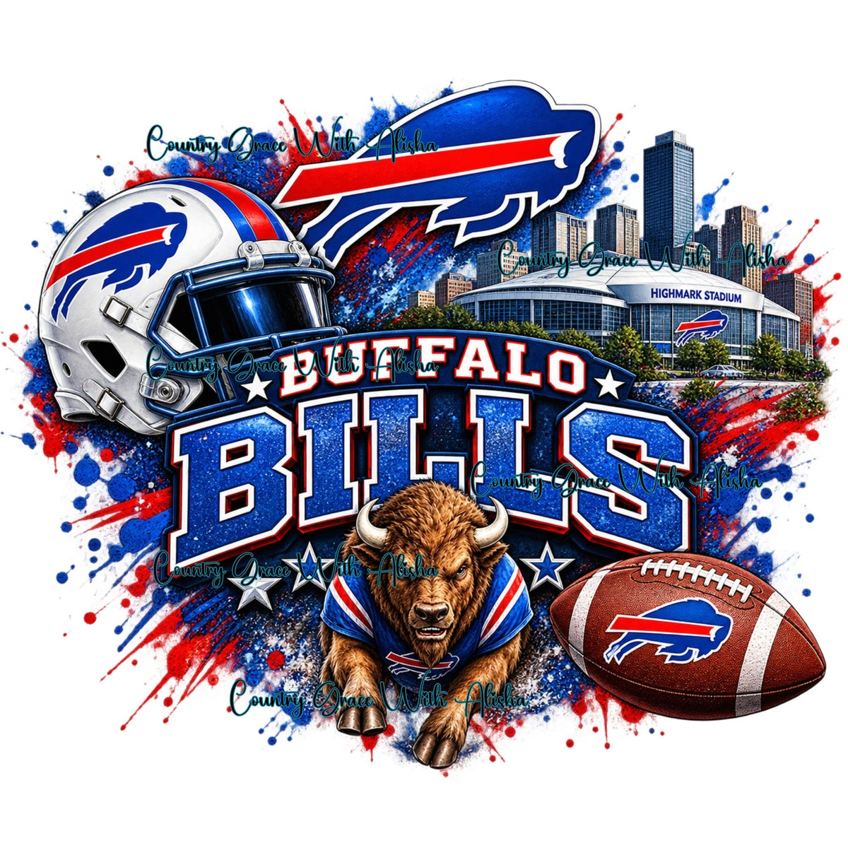 Sublimation Print Buffalo Bills Football Ready to Press Paper Heat Transfer