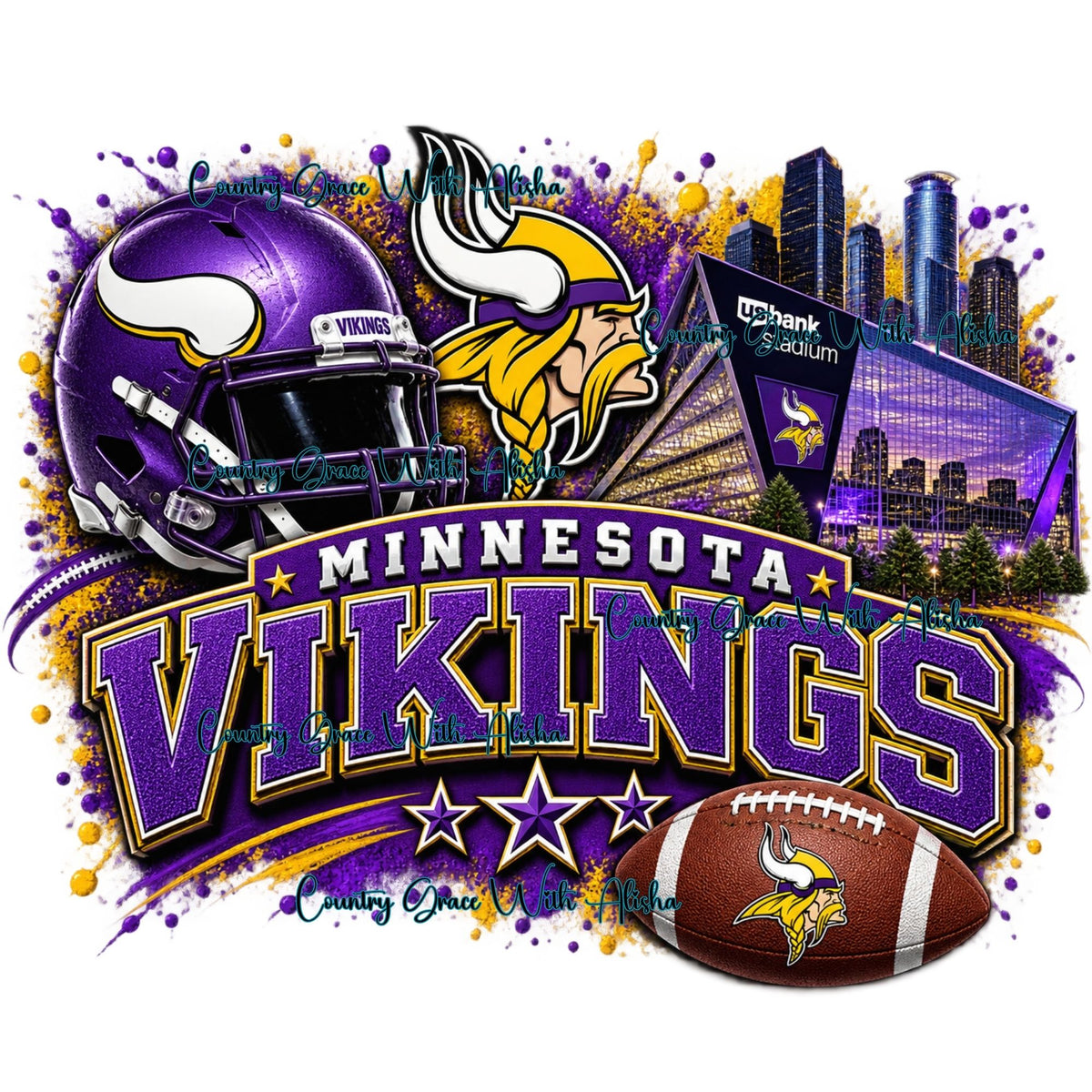 Sublimation Print Minnesota Vikings Football Ready to Press Paper Heat Transfer