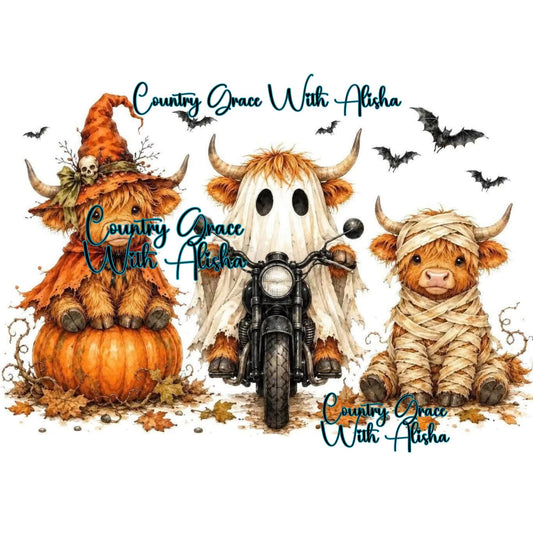 Halloween Highland Cow Ready to Press Sublimation Transfer