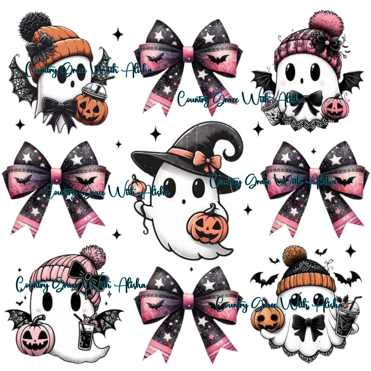 Halloween Ghost Bows Ready to Press Sublimation Transfer