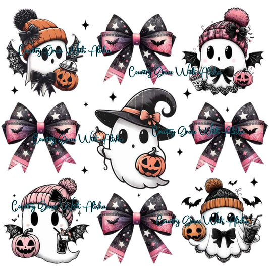 Halloween Ghost Bows Ready to Press Sublimation Transfer