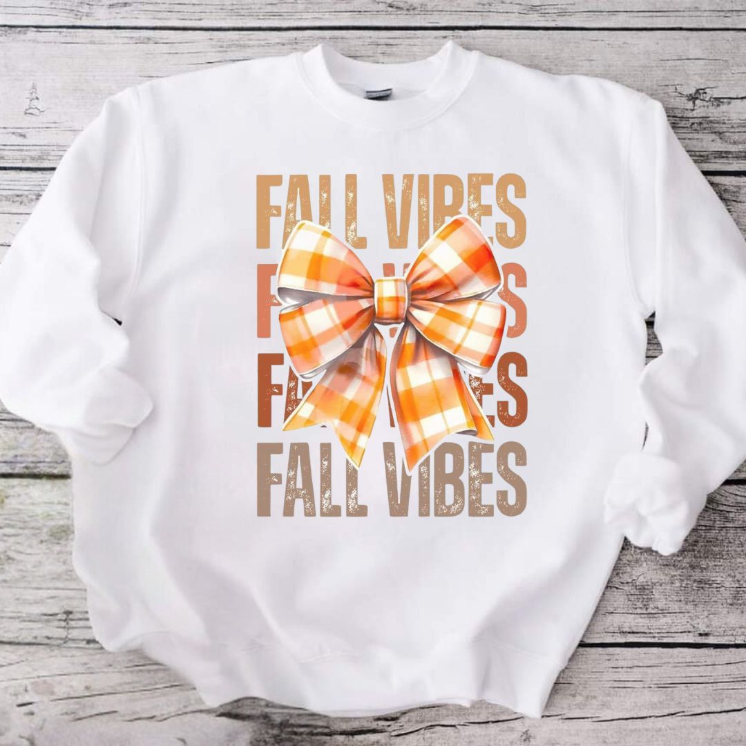 Fall Vibes Bow White Sweatshirt